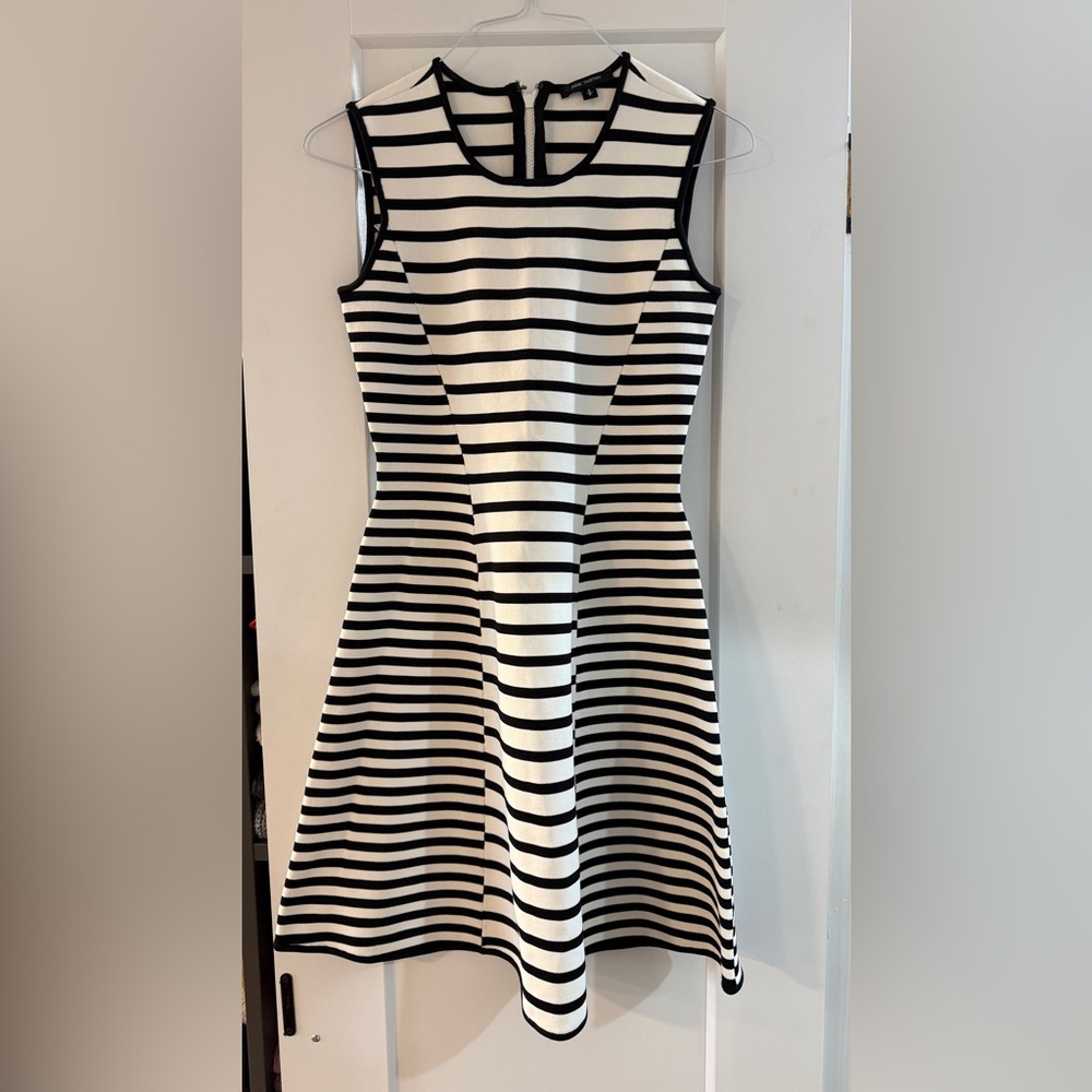 Pink Tartan Black and White Striped Dress